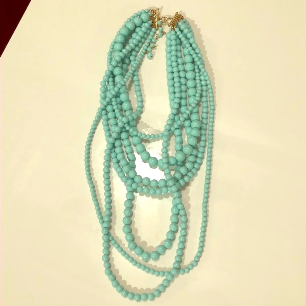 Sea foam green multi strand beaded necklace